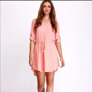 Tea & Cup Peach Chiffon Shirt Dress